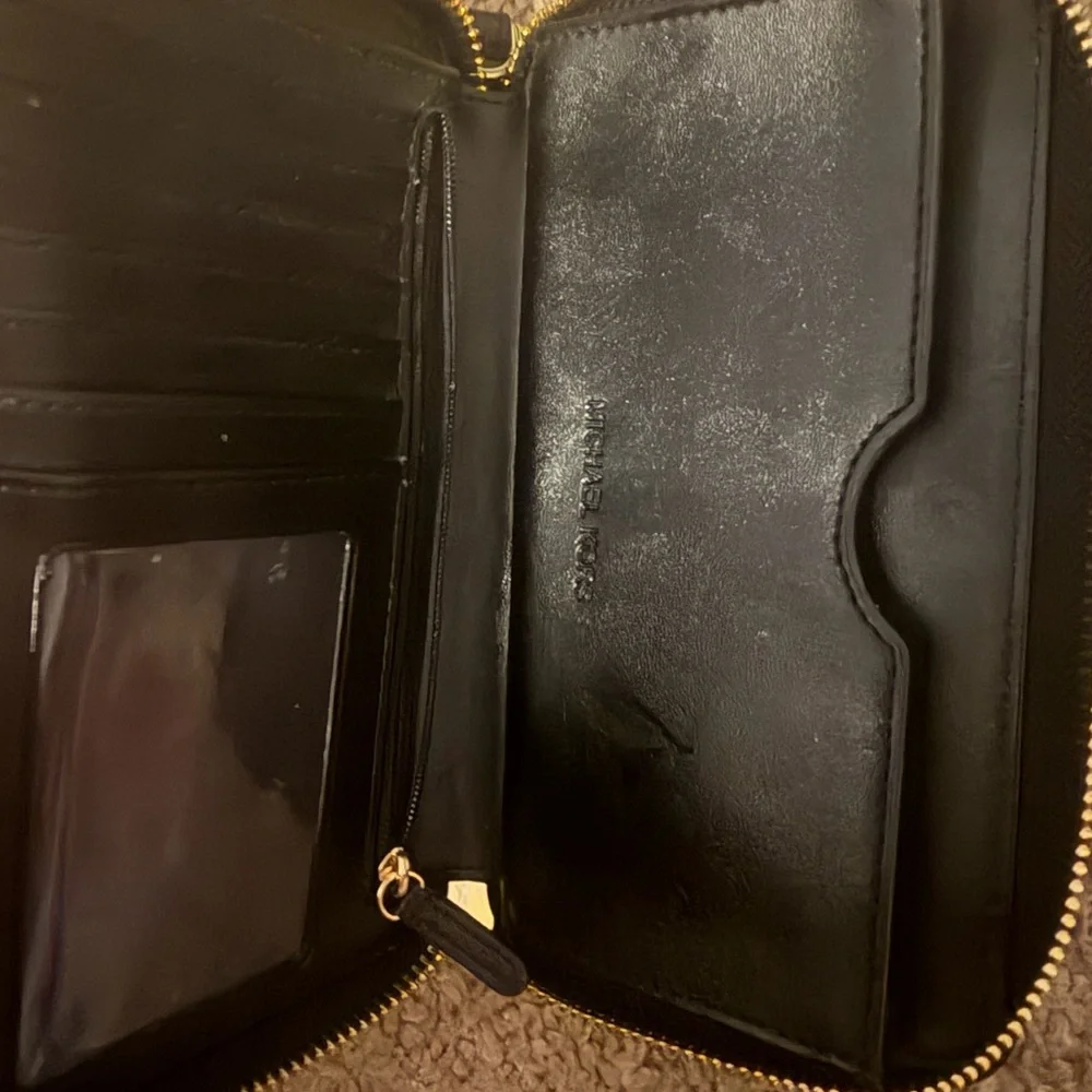 Michael Kors Black Leather Wallet with Gold Accents - Picture 3 of 4